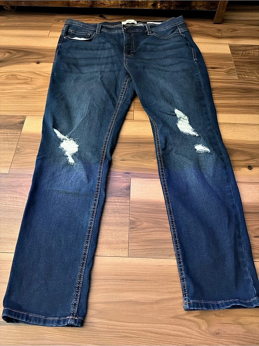Angels Signature Booty Lift Distressed Straight Leg Jeans Blue Size 14
